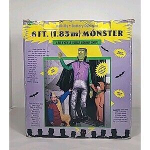 Rare FUN WORLD 6 Foot Monster Frankenstein Halloween Decor LED Eyes